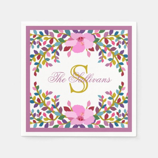 Serviette En Papier Monogramme Boho Foliage Cocktail Papier de table (Devant)