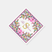 Serviette En Papier Monogramme Boho Foliage Cocktail Papier de table (Coin)