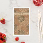 Serviette En Papier Monogramme Boho foncé rouille Mandalas (En situation)