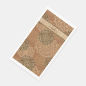 Serviette En Papier Monogramme Boho foncé rouille Mandalas (Coin)