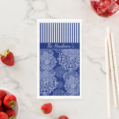 Serviette En Papier Monogramme Boho Moody Blues Mandalas and Stripes (En situation)