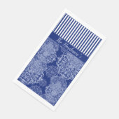Serviette En Papier Monogramme Boho Moody Blues Mandalas and Stripes (Coin)