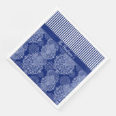Serviette En Papier Monogramme Boho Moody Blues Mandalas and Stripes (Coin)