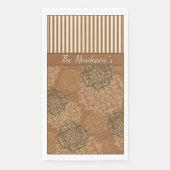 Serviette En Papier Monogramme Boho rouille orange Mandalas et rayures (Devant)