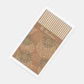 Serviette En Papier Monogramme Boho rouille orange Mandalas et rayures (Coin)