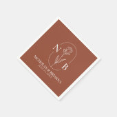 Serviette En Papier Monogramme Boho Terracotta Burnt Orange Mariage (Coin)