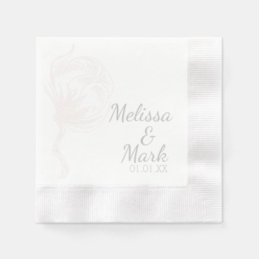 Serviette En Papier Monogramme botanique argenté de coton (Devant)