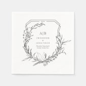 Serviette En Papier monogramme botanique classique noms crest mariage (Devant)