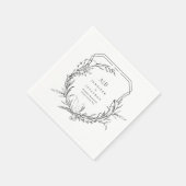 Serviette En Papier monogramme botanique classique noms crest mariage (Coin)