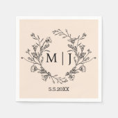 Serviette En Papier monogramme botanique élégant mariage chic (Devant)