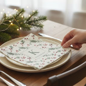 Serviette En Papier Monogramme botanique moderne et élégant de Noël