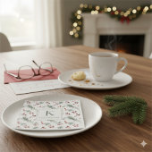 Serviette En Papier Monogramme botanique moderne et élégant de Noël