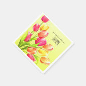 Serviette En Papier Monogramme Bouquet Tulipes Aquarelles (Coin)