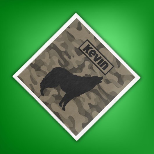 Serviette En Papier Monogramme Brown Camo Black Wolf Silhouette |