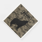 Serviette En Papier Monogramme Brown Camo Black Wolf Silhouette | (Coin)