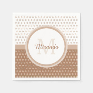 Serviette En Papier Monogramme Brown et blanc avec nom