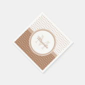 Serviette En Papier Monogramme Brown et blanc avec nom (Coin)