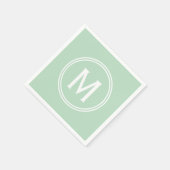 Serviette En Papier Monogramme Cadre Rond Personnalisé Vert Menthe Mod (Coin)