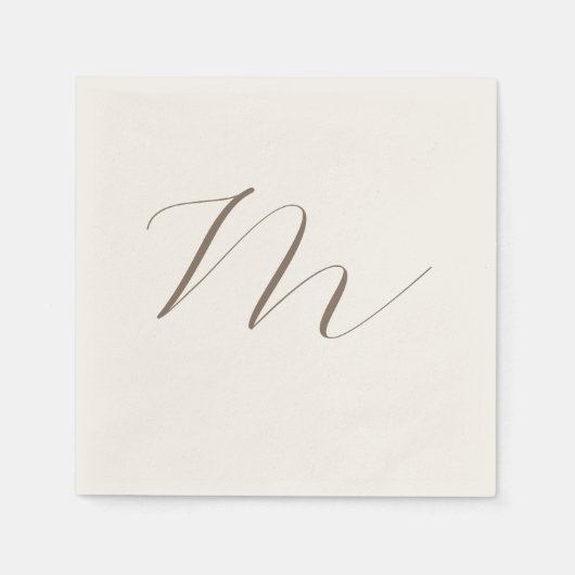 Serviette En Papier Monogramme calligraphie Plaque unique moderne (Devant)