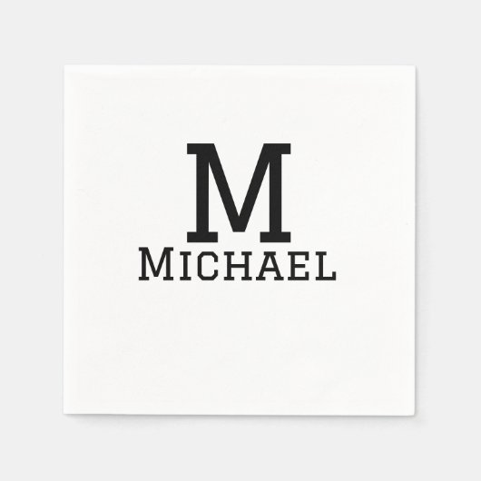 Serviette En Papier Monogramme capital masculin ajouter nom simple cla (Devant)