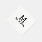 Serviette En Papier Monogramme capital masculin ajouter nom simple cla (Coin)