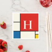 Serviette En Papier Monogramme Carré De Stijl Inspiré (En situation)