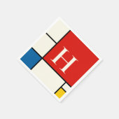 Serviette En Papier Monogramme Carré De Stijl Inspiré (Coin)