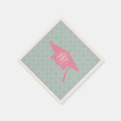 Serviette En Papier Monogramme Casquette de graduation rose + Quatrefo (Coin)