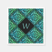 Serviette En Papier Monogramme Celtic noeud bleu Livre vert Napkins (Devant)