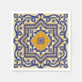 Serviette En Papier Monogramme céramique Azulejo Style Napkins Bleu (Devant)