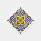Serviette En Papier Monogramme céramique Azulejo Style Napkins Bleu (Coin)