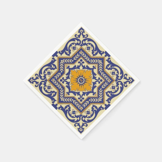 Serviette En Papier Monogramme céramique Azulejo Style Napkins Bleu (Coin)