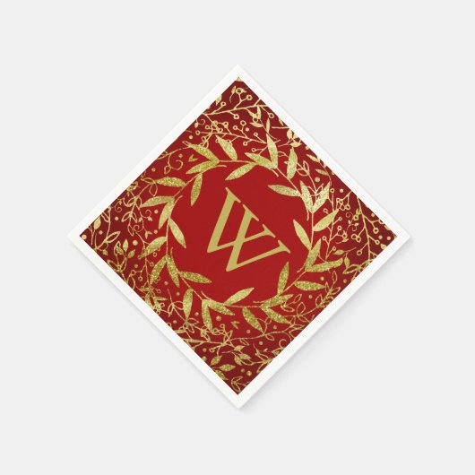 Serviette En Papier Monogramme Cercle de Parties scintillant Feuille d (Coin)