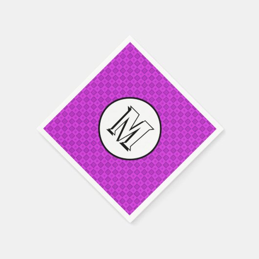 Serviette En Papier Monogramme cercles et carrés sur un motif violet (Coin)
