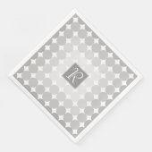 Serviette En Papier Monogramme Cercles Gris Moderne (Coin)