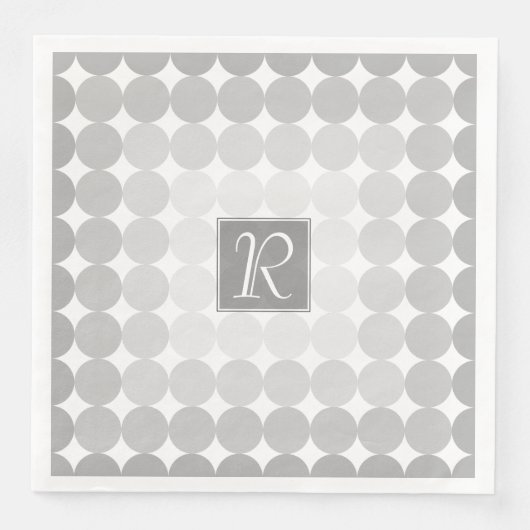Serviette En Papier Monogramme Cercles Gris Moderne (Devant)