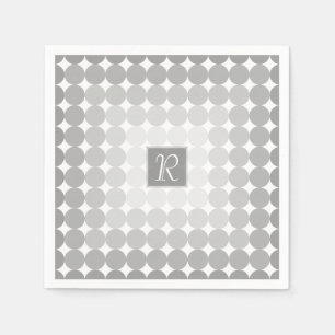 Serviette En Papier Monogramme Cercles Gris Moderne