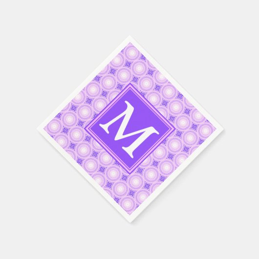 Serviette En Papier Monogramme cercles violets motif (Coin)