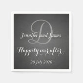 Serviette En Papier Monogramme Chalkboard Heureux Jamais Après (Devant)