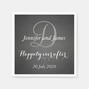 Serviette En Papier Monogramme Chalkboard Heureux Jamais Après
