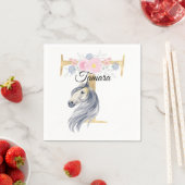 Serviette En Papier Monogramme cheval ajouter nom personnalisable flor (En situation)