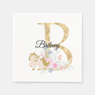 Serviette En Papier Monogramme cheval mignon floral féminin cavalier n