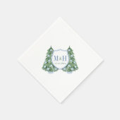 Serviette En Papier Monogramme Chinoiserie Arbre de Noël Wedding showe (Coin)