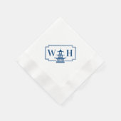Serviette En Papier Monogramme Chinoiserie Pagode Diagonale Marine Nap (Coin)