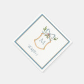 Serviette En Papier Monogramme Cimier bleu et blanc (Coin)