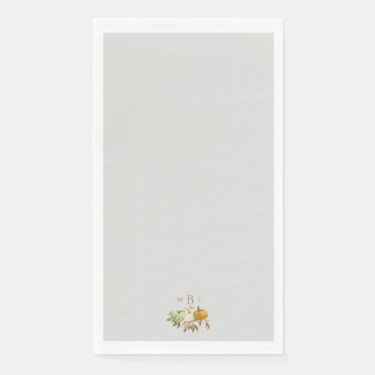 Serviette En Papier Monogramme Citrouille Gris Thanksgiving (Devant)