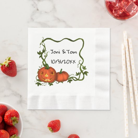 Serviette en papier monogramme citrouille Hallowee (En situation)