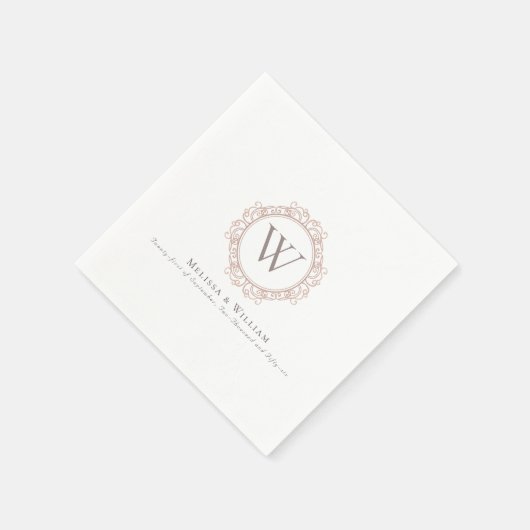 Serviette En Papier Monogramme Classic Crest Mariage (Coin)