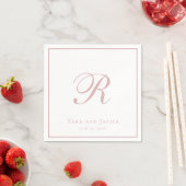 Serviette En Papier Monogramme classique Dusty Rose rose élégant maria (En situation)