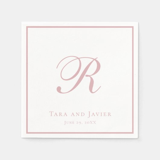Serviette En Papier Monogramme classique Dusty Rose rose élégant maria (Devant)
